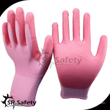 SRSAFETY Pink nylon liner pink PU glove gloves security